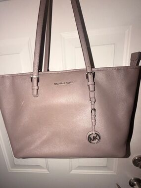 Michael Kors taupe Leather Tote with MK Charm